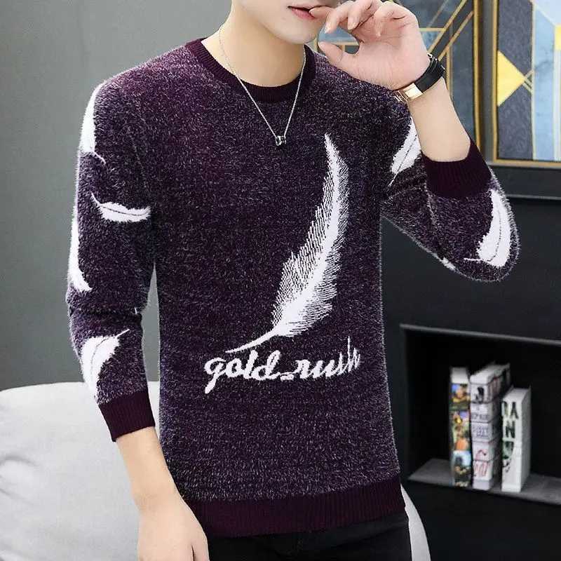 Korean Fashion Autumn Winter Sweater Mens O-neck Jacquard Knitted Thick Warm Casual Long Sleeve Loose Zipper Knitted Top W241230