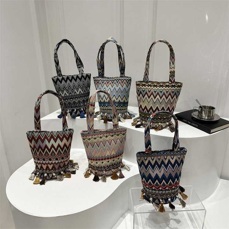 Large Capacity Bohemian Tassel Bag 2024 New Ethnic Style Hand-held Tote Bag Ins Single Shoulder Crossbody Bag