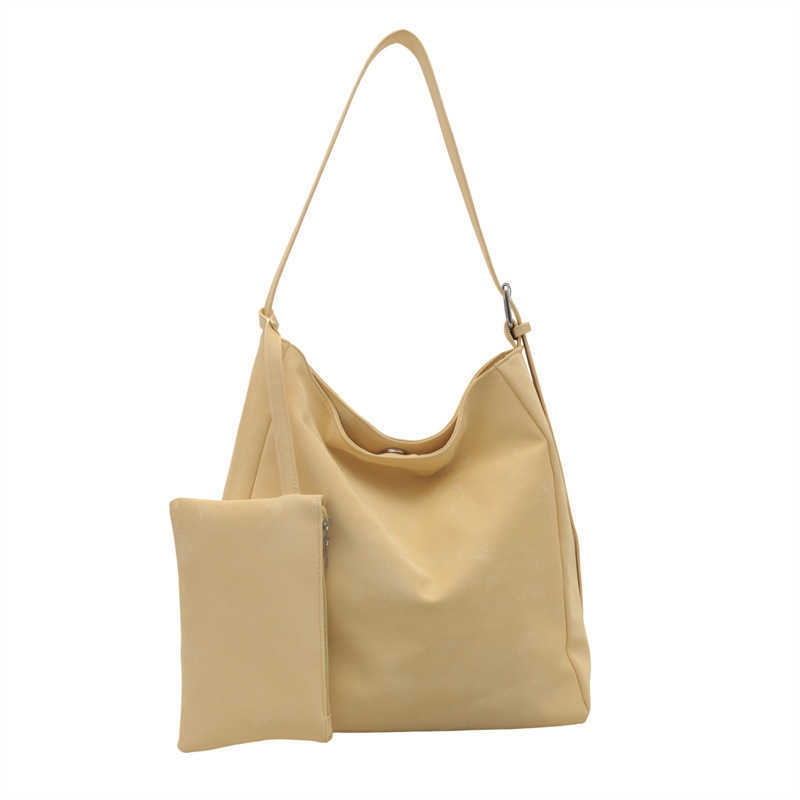 Fashionable two-piece temperament new minimalist large capacity commuting casual Korean style underarm shoulder tote bag 241230