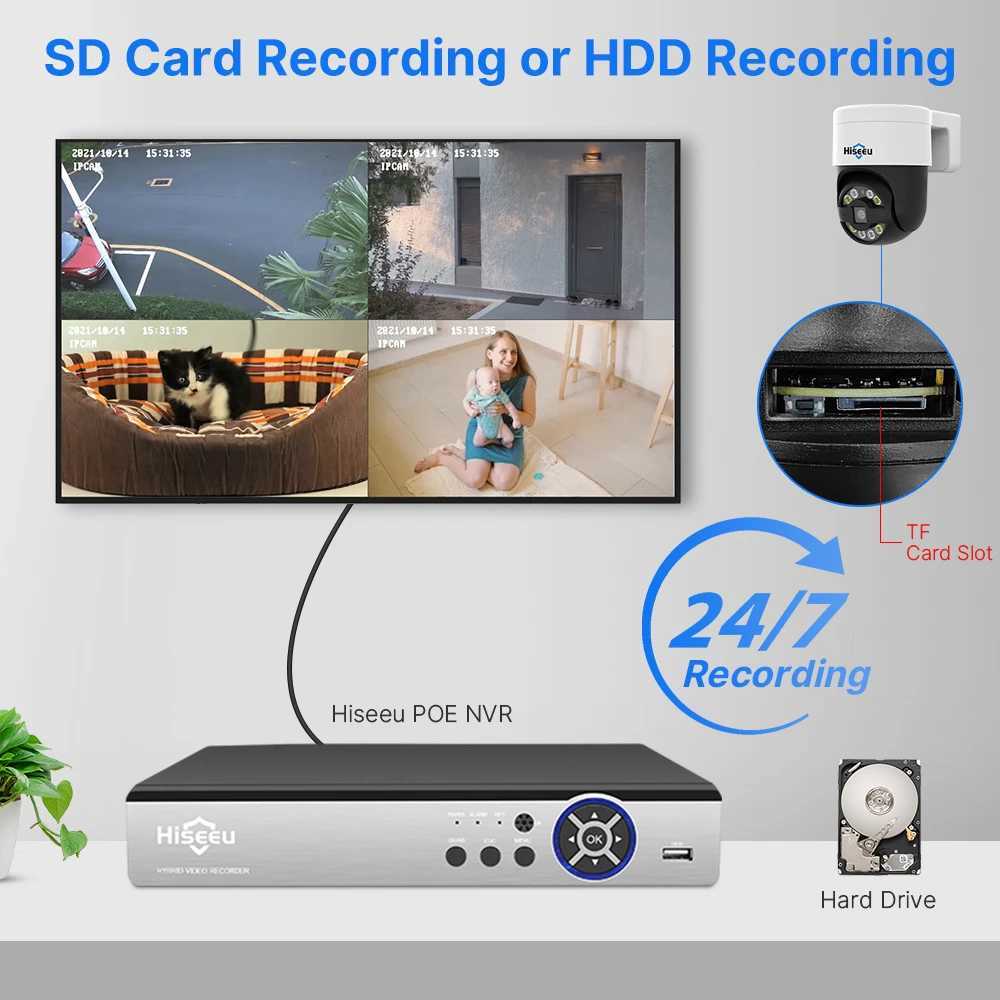 Hiseeu 4K 8MP POE PTZ IP Camera 5X Digital Zo Face Detection Outdoor Video Surveillance CCTV Cameras for Xmeye NVR Z241230
