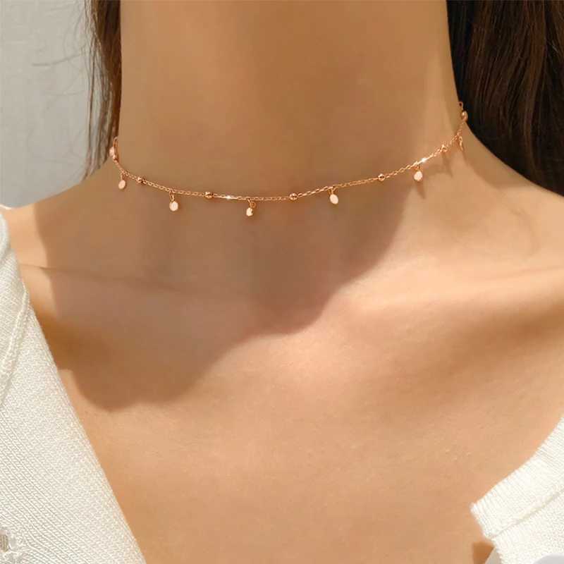 Necklace Real 925 sterling silver geometric irregular circular necklace Clavicle chain cute jewelry accessories W241230
