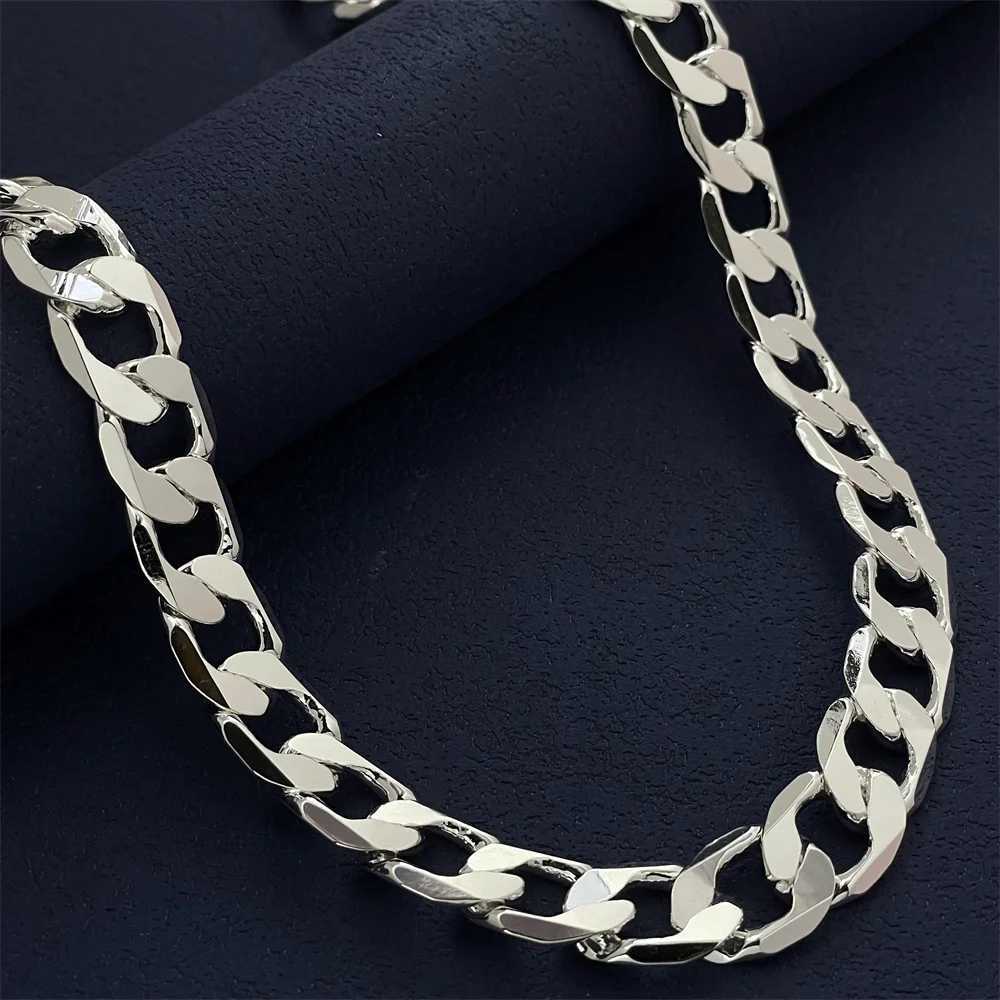 925 sterling silver necklace unisex style classic chain wedding anniversary Christmas gift 2MM-12mm 20cm -70cm W241230