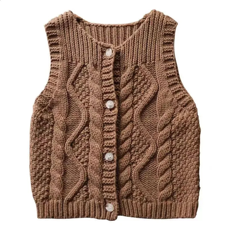 Winter Spring Baby Childrens Clothing Knitted Sweater Cardigan Vest Boys Girls Clothes Knitwear Tops Waistcoats 241230