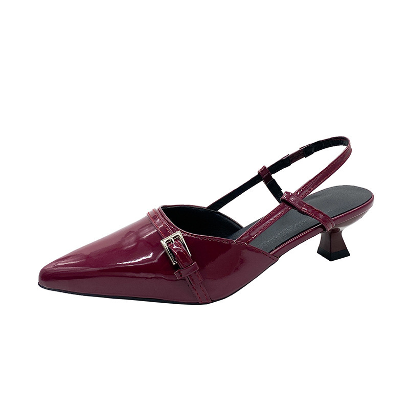 Women Dress Shoes Fashion High Heel Sandals Elegant French Gentle Style Triple Black Red Apricot fashion