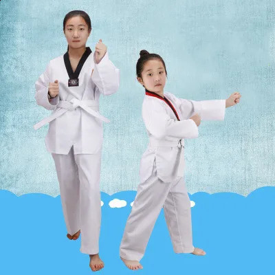 Traditional White Taekwondo Uniform Unisex Children Adult Suit Karate Judo Dobok WTF Karate Clothes Long Sleeve Fitness Training 241230