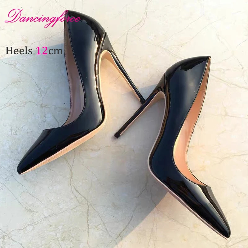 Fashion Pointed Toe 8cm 10cm 12cm Nude Lacquer Leather Wedding Party Shoes High Heels Simple Style Office Dress Pumps 241230