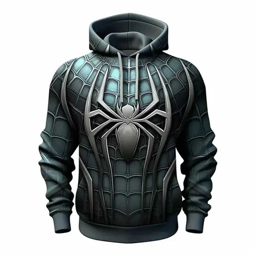 2024 Retro Mens Sweater 3D Spider Printed Casual Hoodie Spring Oversized Clothing Harajuku Super Dalian Hoodie Jumper W241230