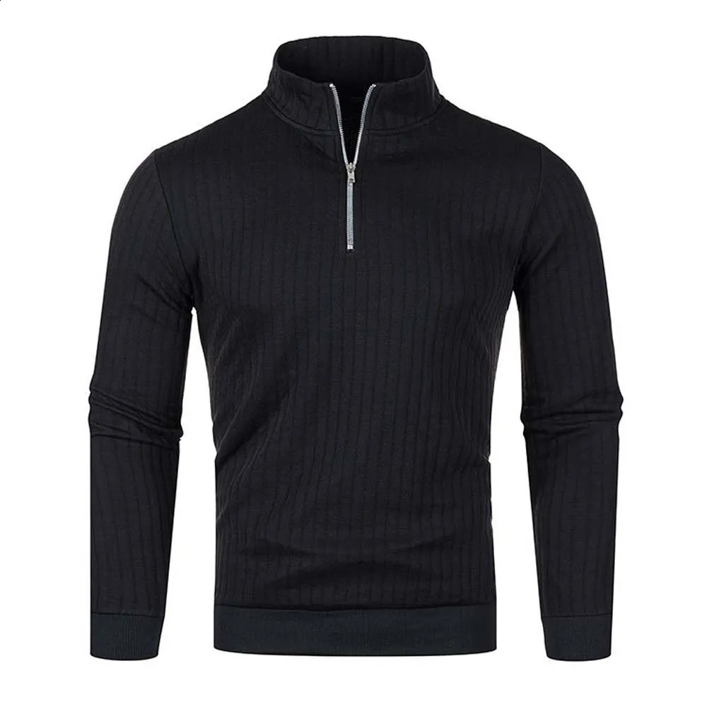 Men Semi Turtleneck Long Sleeve Half Zip Pullover Knitted Sweater Female Knitwear Tops PYBG-BSD-ZW123 241230