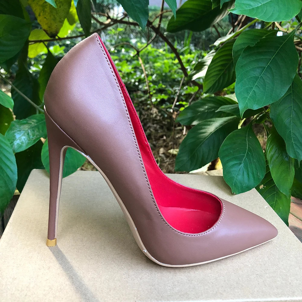 Tikicup Dark Brown Matte Women Pointy Toe Slip On High Heel Shoes Elegant Ladies Formal Dress Stiletto Pumps Plus Size 33-45 241230