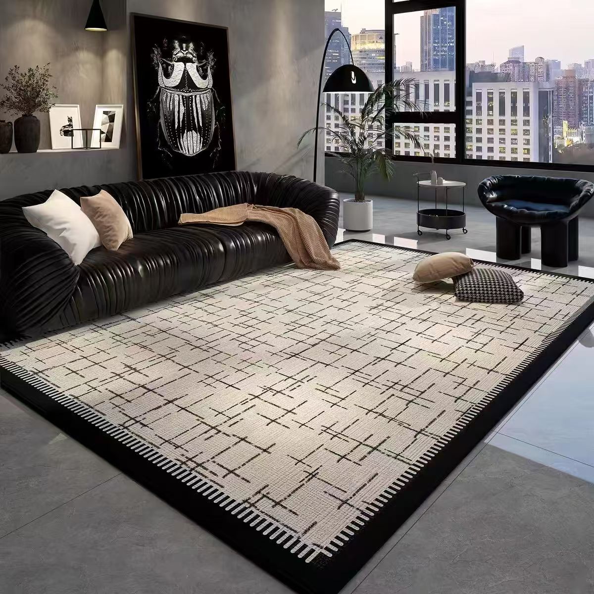 3004-25-PDD-Simple Rectangular Solid Color Silk Carpet Bedroom Bed Living Room Sofa Blanket