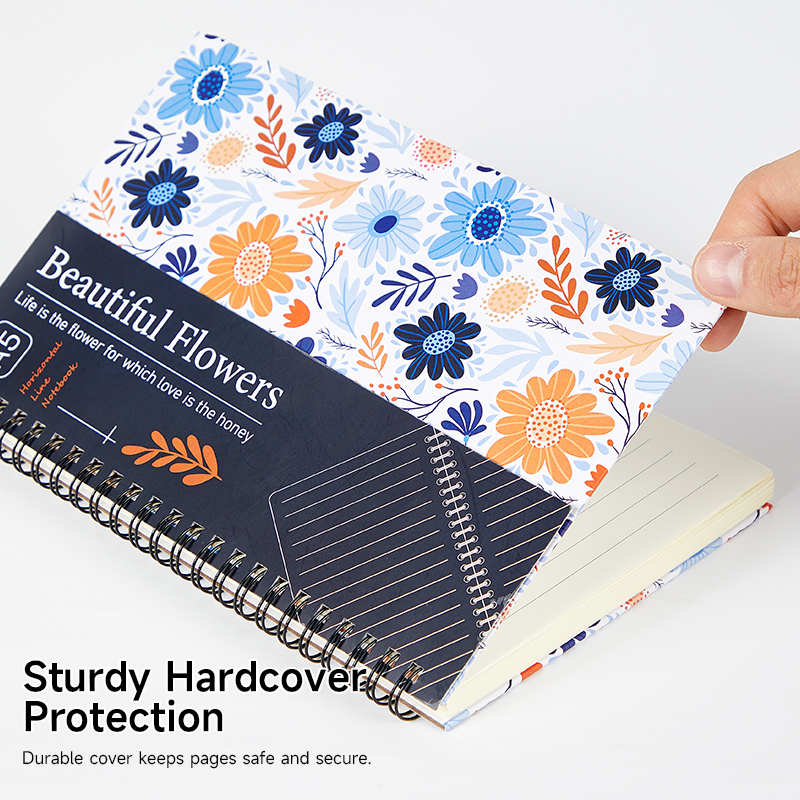 Elegant A5 Flower Pattern Spiral Notebook Convenient Coil Book for Notes & Planning
