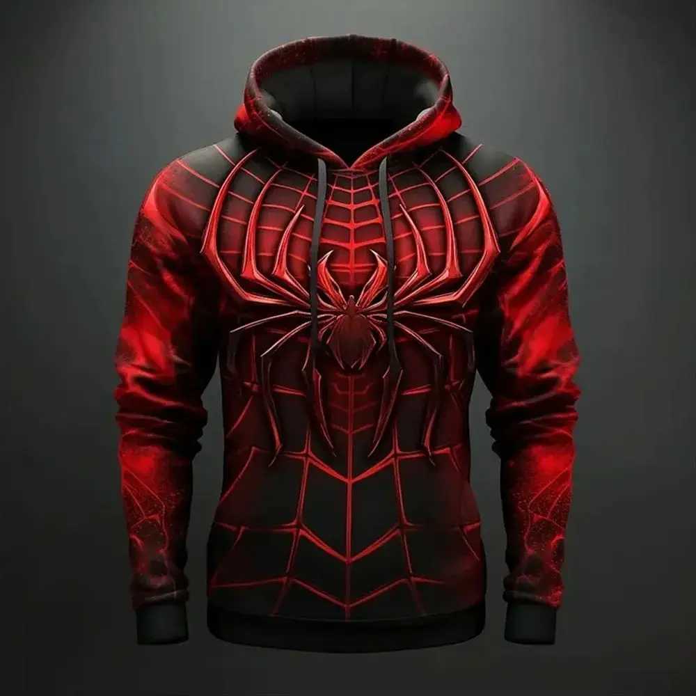 2024 Retro Mens Sweater 3D Spider Printed Casual Hoodie Spring Oversized Clothing Harajuku Super Dalian Hoodie Jumper W241230