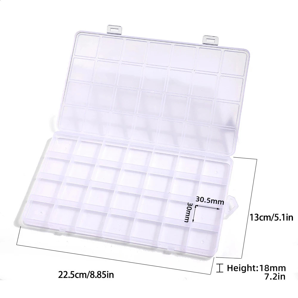 28 Grid Rectangle Plastic Jewelry Box Compartment Storage Case Earring Bead Craft Display Container Organizer 241225
