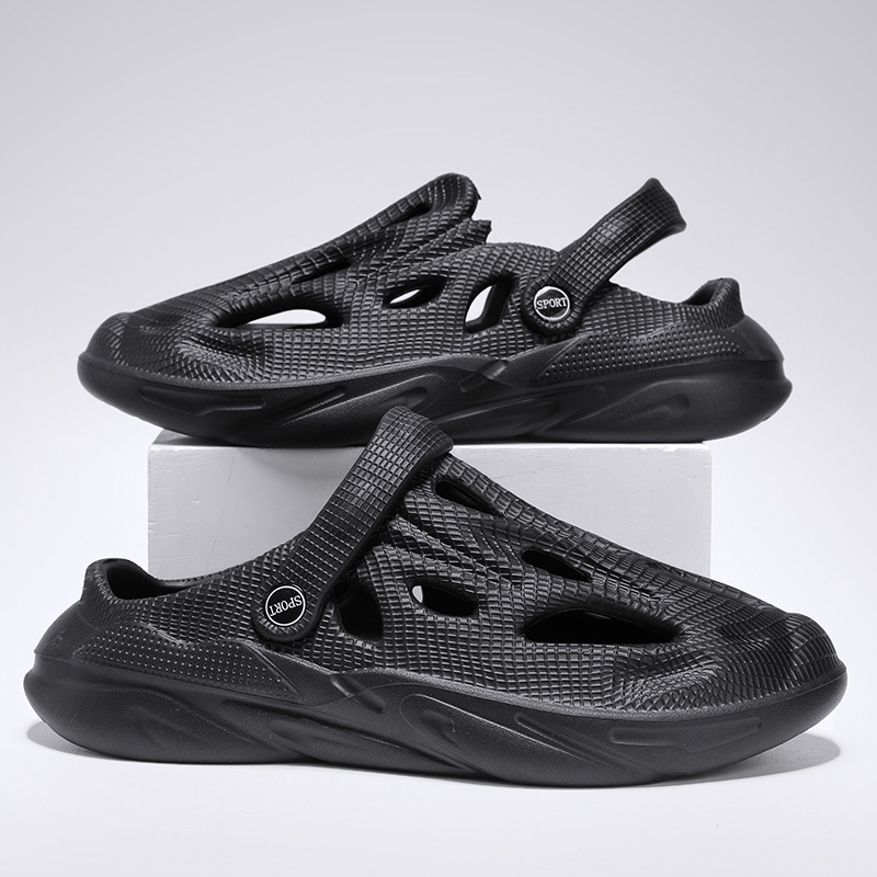2025 new Free shipping designer slippers for mens black grey khaki Hollow out beach sandals