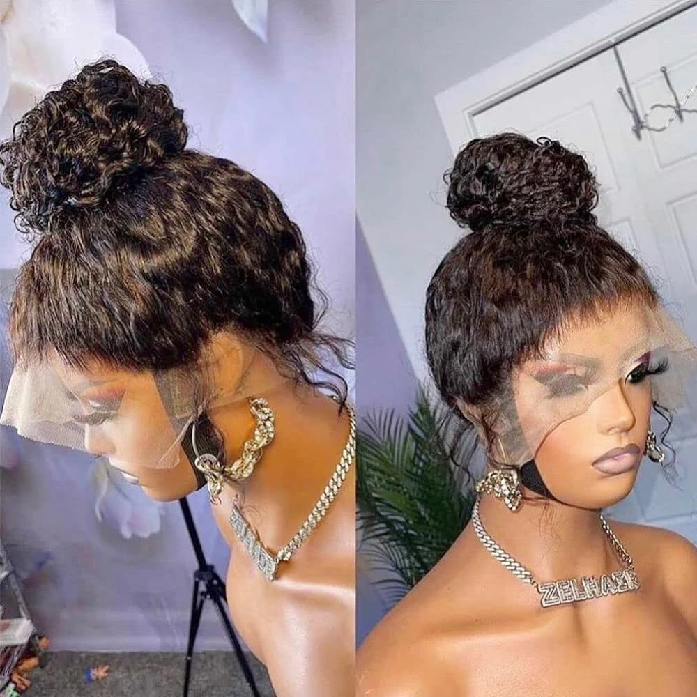 Free shipping 30 40 Inch Water Curly 13x6 HD Transparent Frontal Wigs Glueless Closure Human Hair Deep Wave 13x4 Lace Front Wig Synthetic