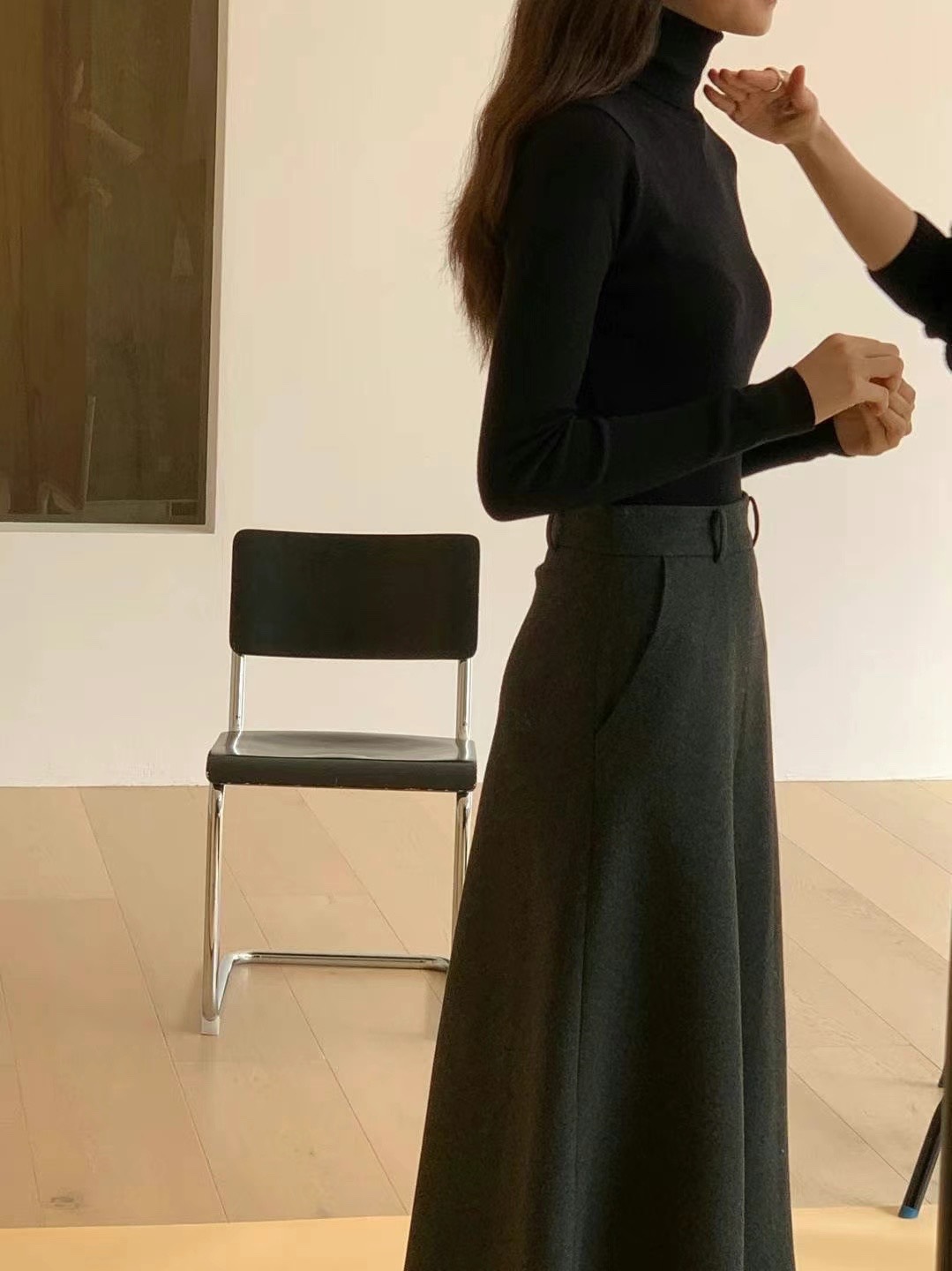 F9281 autumn and winter new high waist retro celebrity slim umbrella skirt casual skirt female