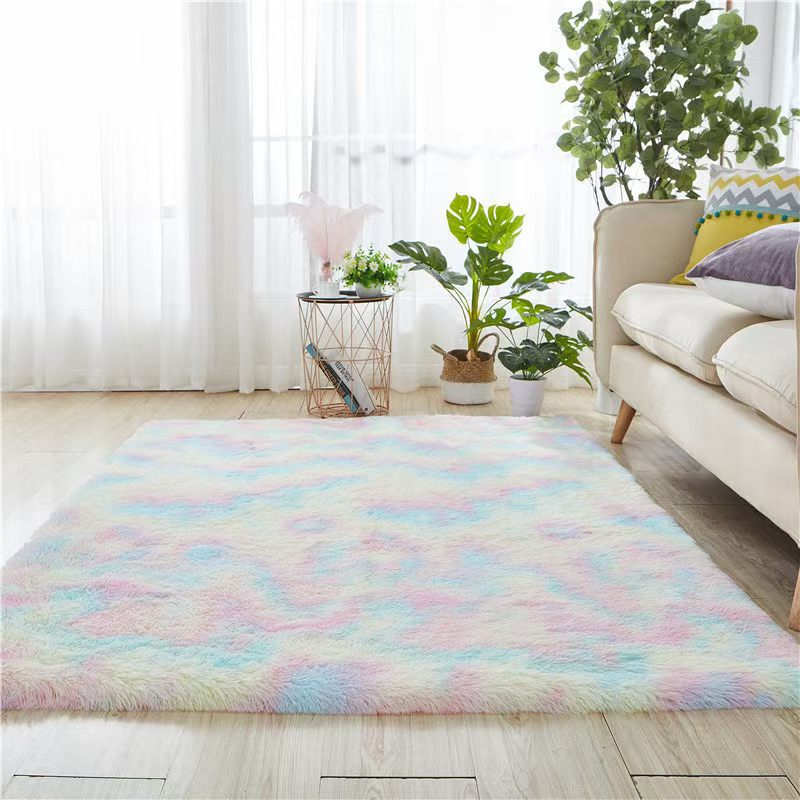 4627-53.88-GZX-Simple Rectangular Solid Color Silk Carpet Bedroom Bed Living Room Sofa Blanket