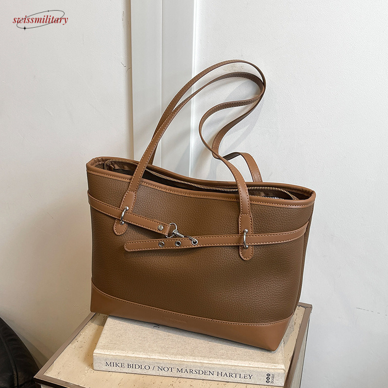 New large capacity for women's fashionable commuting tote bag, versatile high-end, portable and simple single shoulder bag #32 swissmilitary