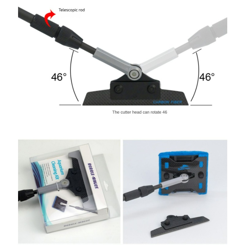 Newly carbon fiber BUBBLE-MAGUS BM aquarium brush fish tank cleaning tool extended blade algae removal tool 30-60cm