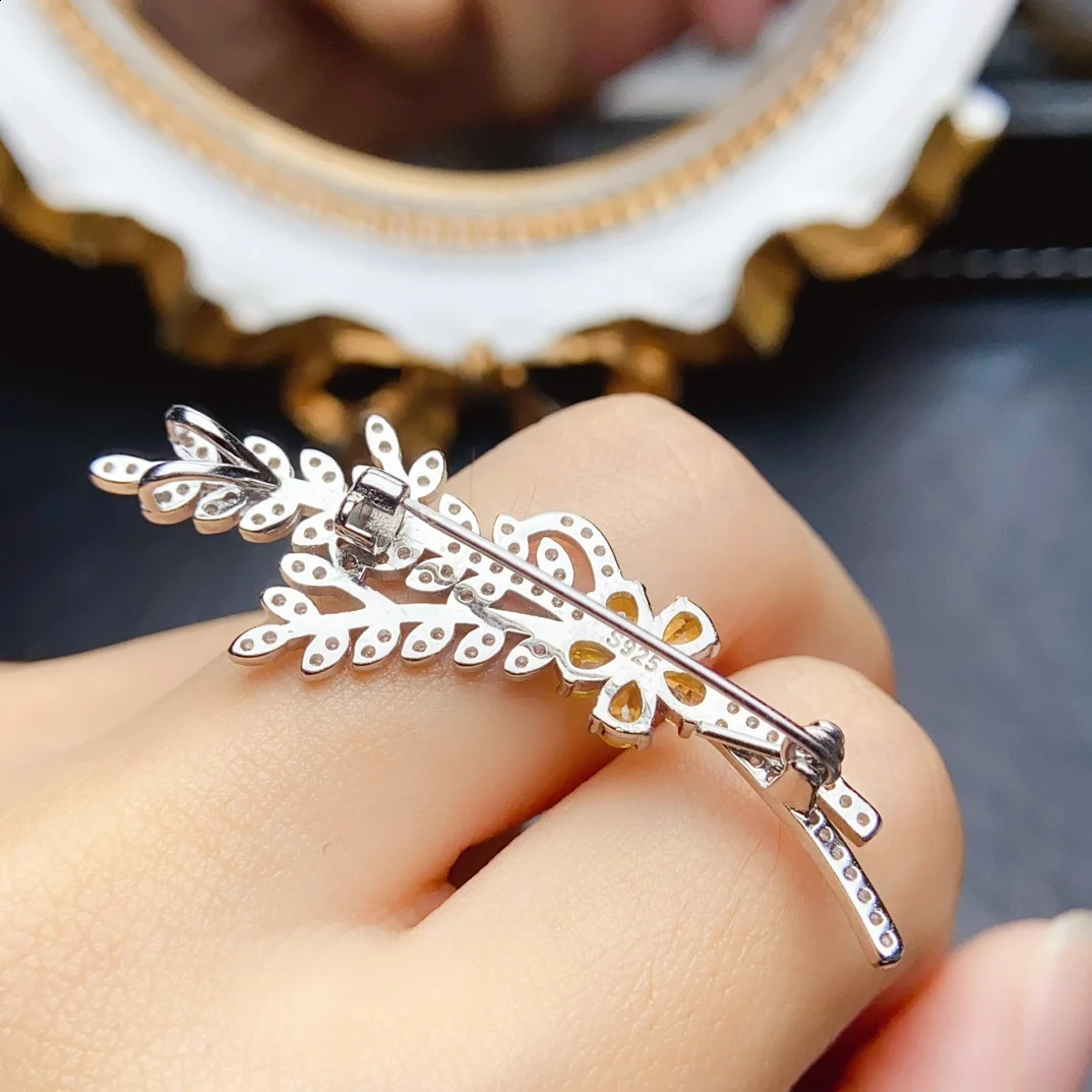 FS 3*4Natural Sapphire Wheat Brooch S925 Sterling Silver Fine Fashion Charm Weddings Jewelry for Women With Certificate 241230