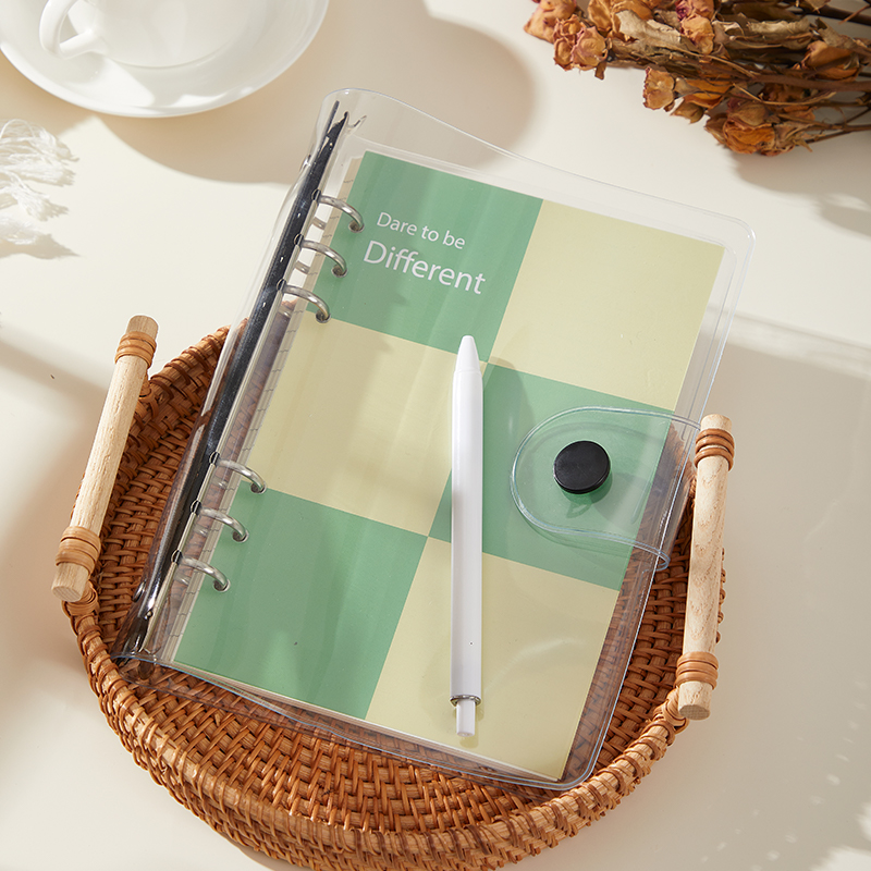 Versatile A5 Clear PVC Binder Case with Easy-Remove Backing Ideal Organizer for Journals and Planners