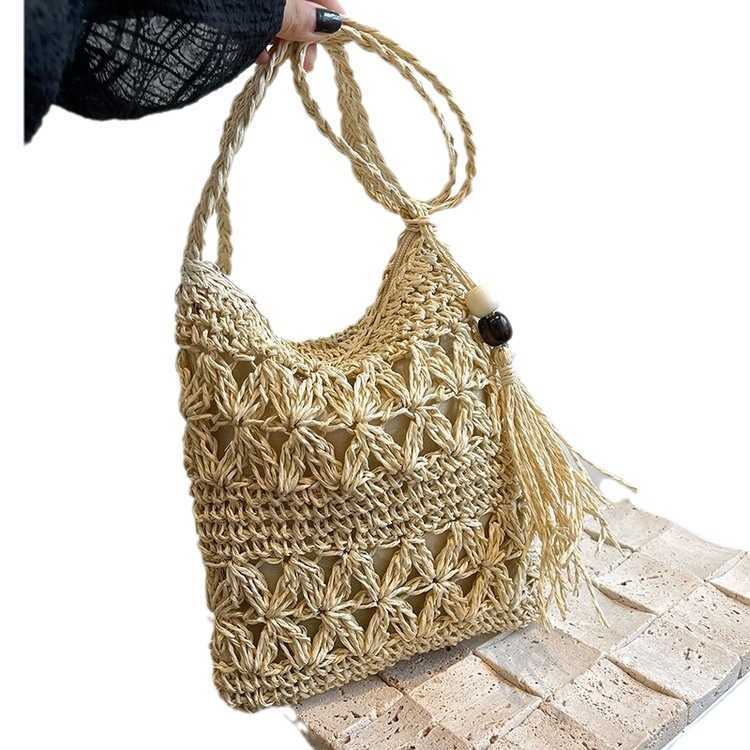 Women's Woven Small Bag, New Versatile Single Shoulder Crossbody Bag, Seaside Woven Bag, Hollowed Out Bag, Beach Bag, Mobile Phone Bag