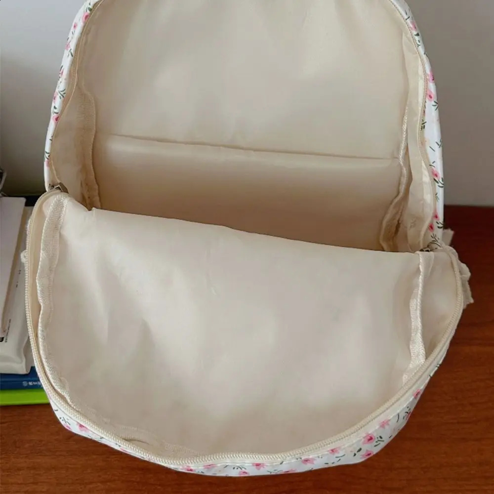 Kawaii Cartoon Floral Backpack Funny Nylon Floral School Bag Large Capacity Handbag Student Laptop Bag 241230
