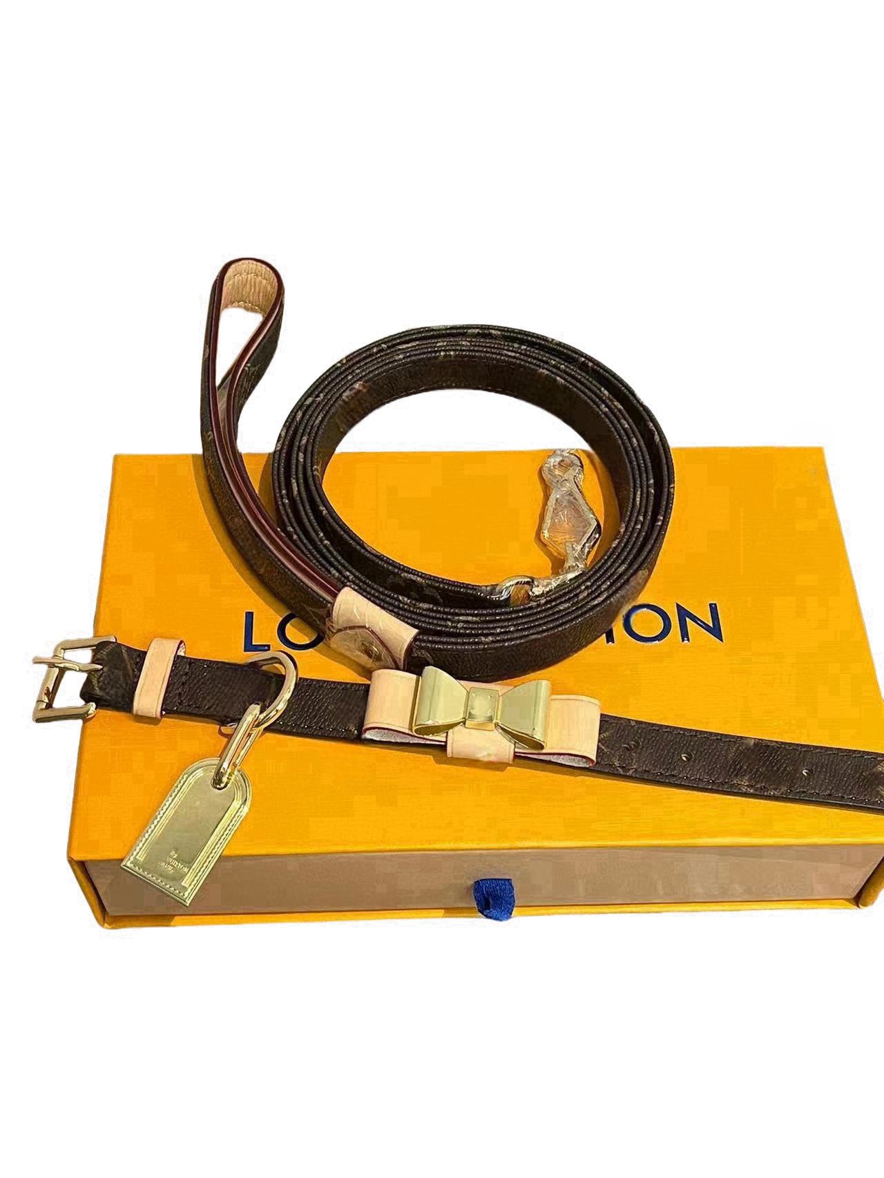 Trendy Brand Genuine Leather Pet Collar, Designer Cat And Dog Collar Leash Set, Comes With Exquisite Gift Box, Must-have To Prevent Pets From Being Lo