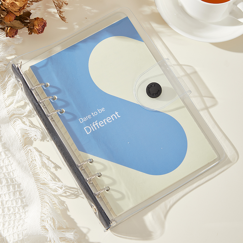 Versatile A5 Clear PVC Binder Case with Easy-Remove Backing Ideal Organizer for Journals and Planners