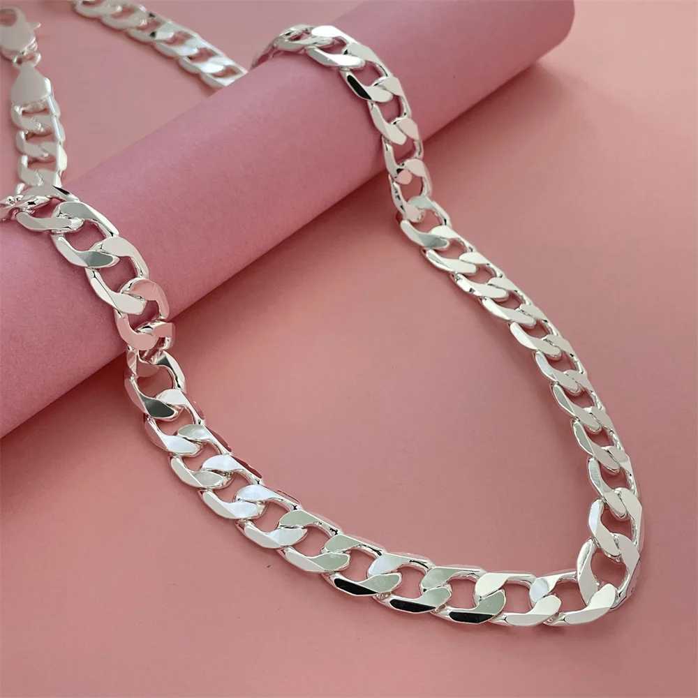 925 sterling silver necklace unisex style classic chain wedding anniversary Christmas gift 2MM-12mm 20cm -70cm W241230