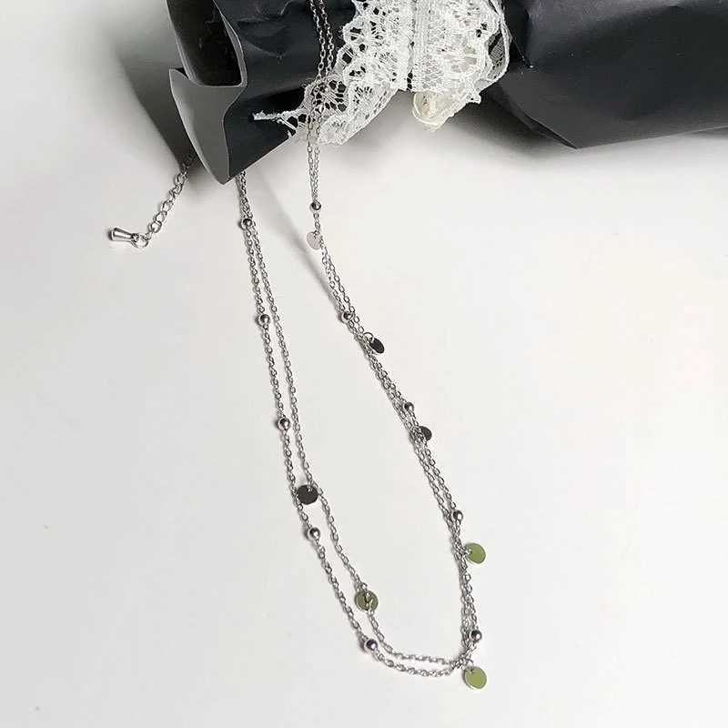 925 sterling silver double round bead necklace womens tassel clavick chain simple temperature chocolate party jewelry gift W241230