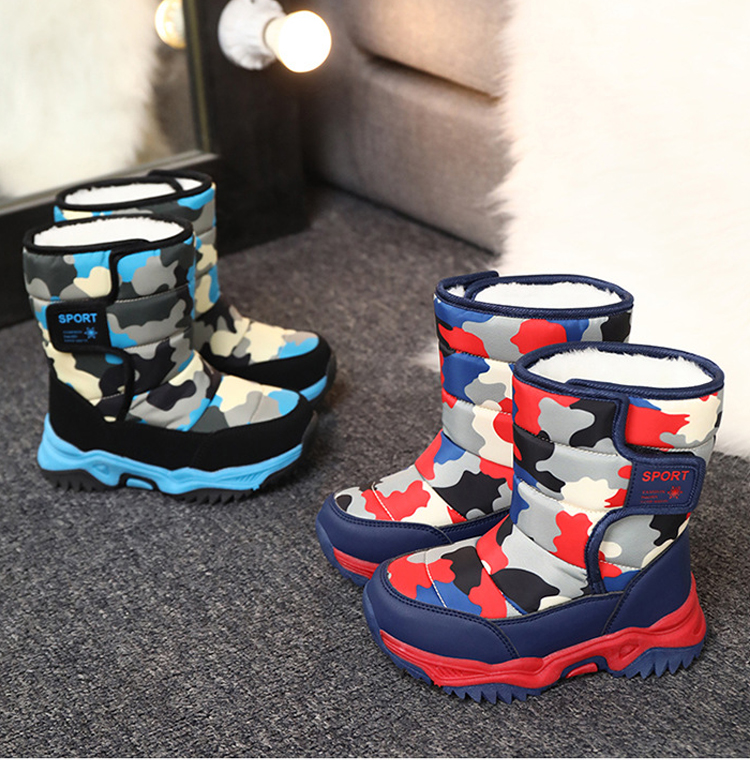 Kids Snow Boots Lady Women Non-Slip Outdoor Waterproof Shoes Kidsnest Girls Boys Winter Warm Fur Boots Shoes for Children Sizes US9C-US6Y