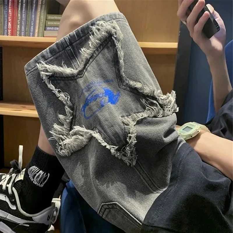 MEXZT S-3XL Streetwear Denim Shorts Women Y2K Oversized Pentagram Embroidery Short Jeans Harajuku Baggy Wide Leg Short Pants NewX241230