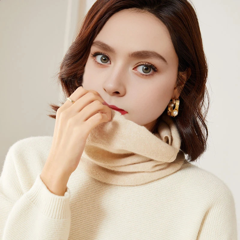 Merio Wool Neck Warmer Women Winter Warm Fashion Hollow Out Cover Tube Scarf Ear Face Mask False Collar Autumn Headband 241230