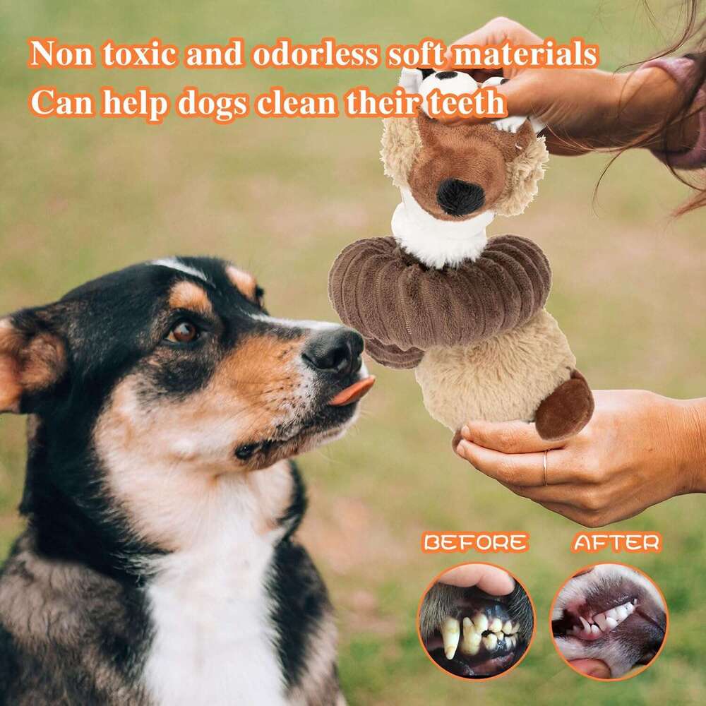 DHPET Plush Dog Toy Squeaky Cute Stuffed Animal Toy for Small Medium Dogs Teething Chew Toy for Puppy Interactive Playmate Reduces Anxiety Durable
