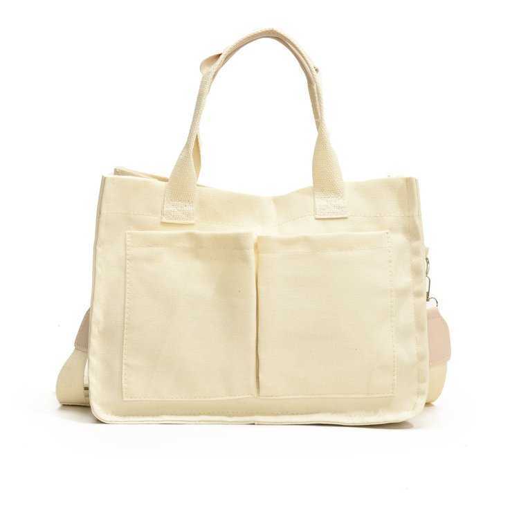 College Student Class Canvas Bag, Female 2024 New Casual Versatile Shoulder Bag, Large Capacity Commuting Tote Bag