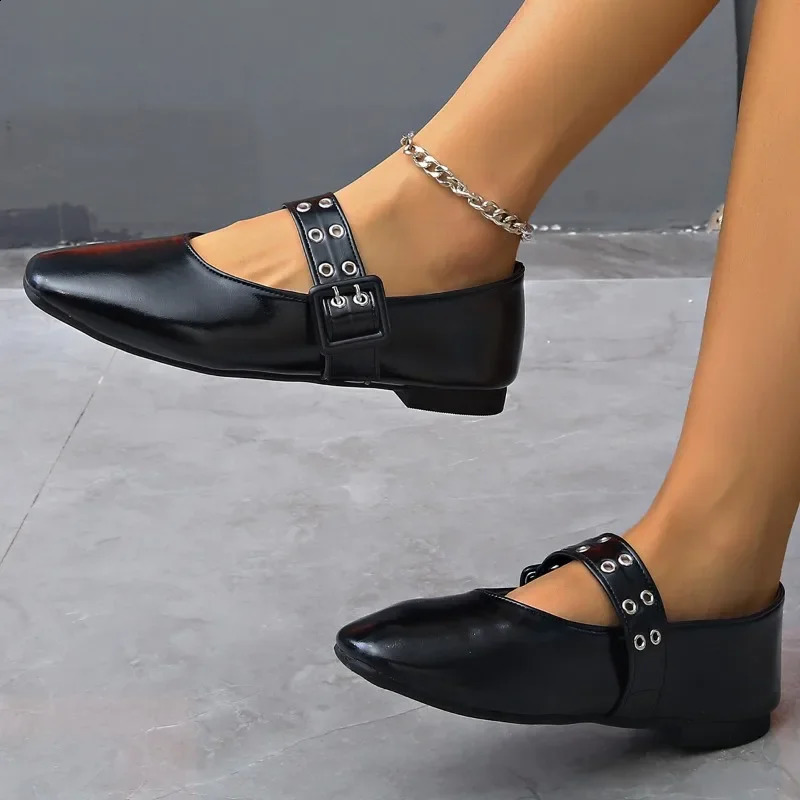 Women Flat Shoes Round Toe Shallow Sneakers Fashion Buckle Strap Loafer Ballet Comfortable Mary Jane Shoe 241225
