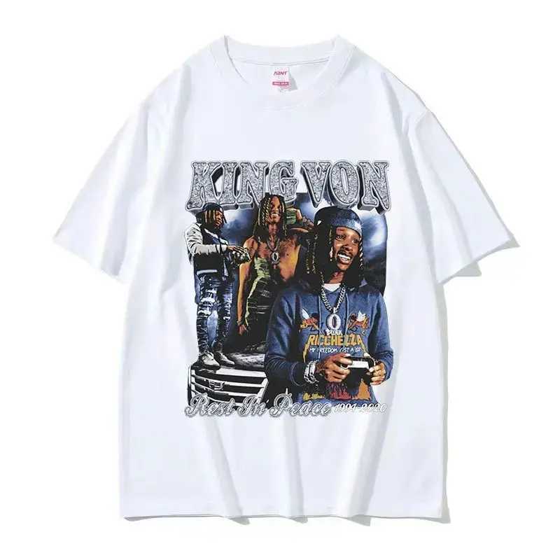 Rap singer K-King Von Graphic T-shirt mens hip-hop retro short sleeved T-shirt unisex fashion ultra-fine cotton T-shirt W241230