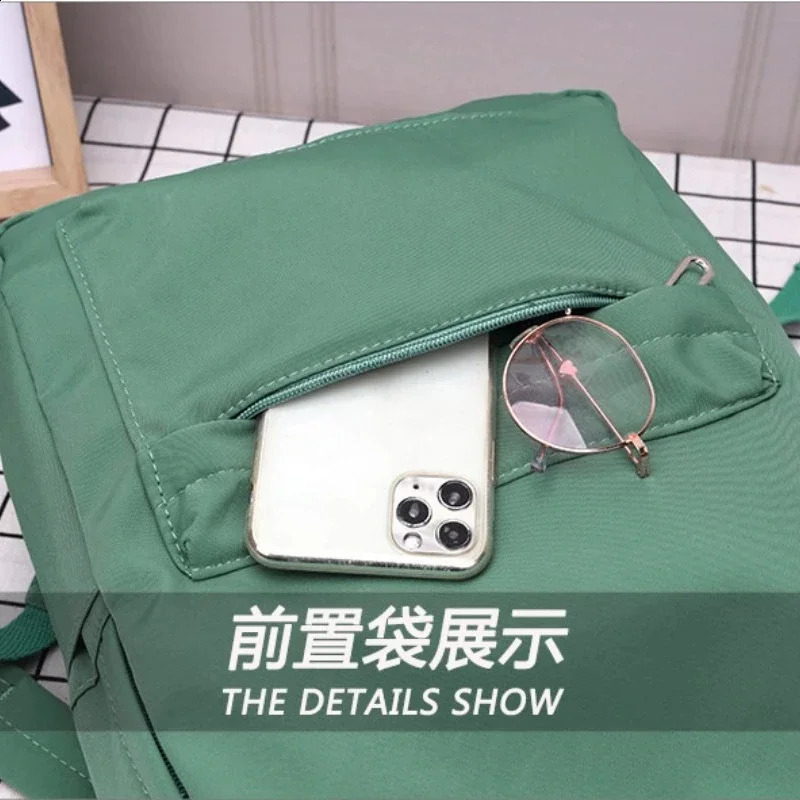 Simple Solid Color Womens Backpack Waterproof Nylon School Bags for Teenager Girls Bookbag Lady Travel Backbag Shoulder Bag 241230