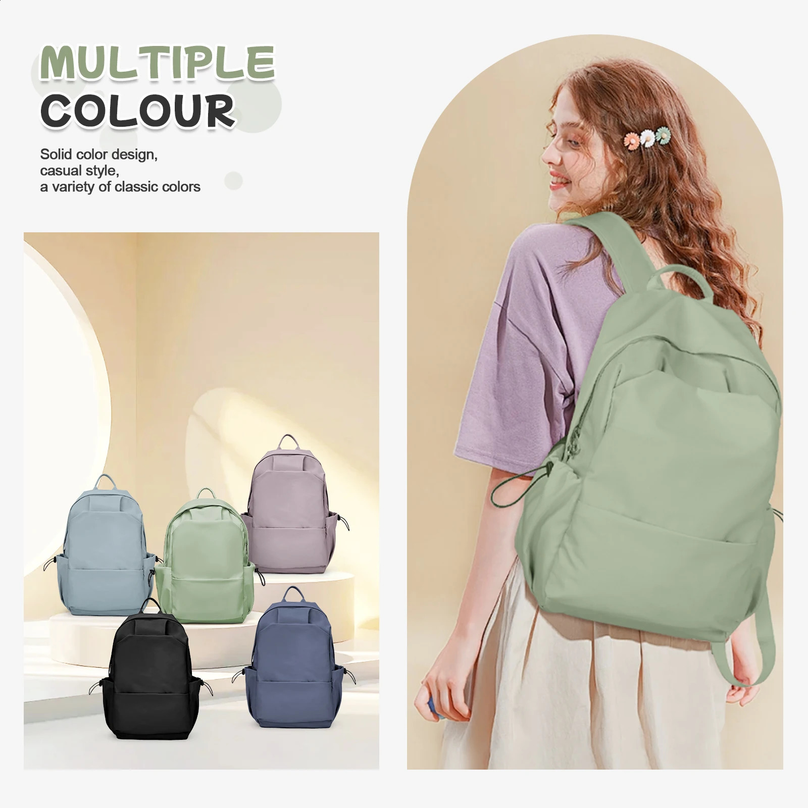 Aesthetic College Backpack for Men Women Lightweight Casual Daypack Casual Laptop Schoolbag Kids School Backpack Bagpack Girl 241230