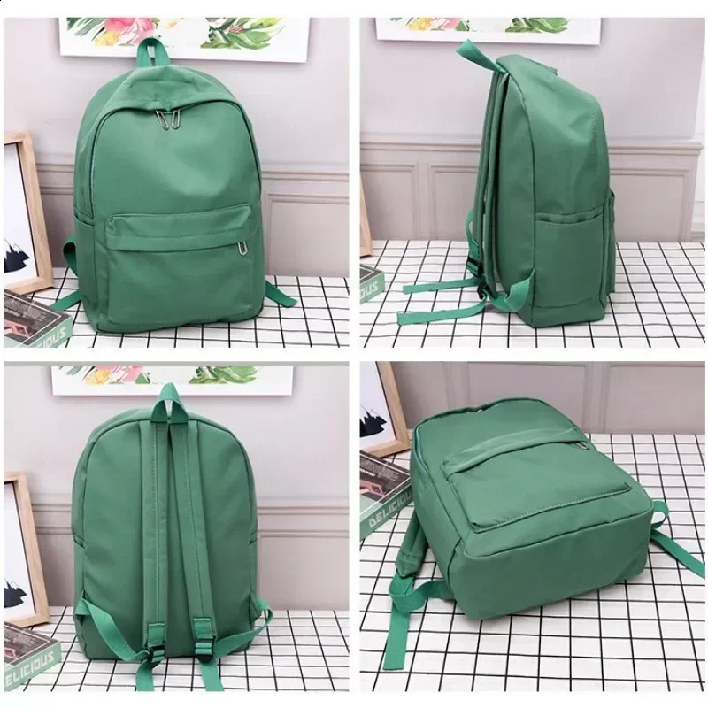 High Quality Waterproof Nylon Women School Backpack for Teenage Girls Female Travel Bag Student Solid Color Bookbag 241230
