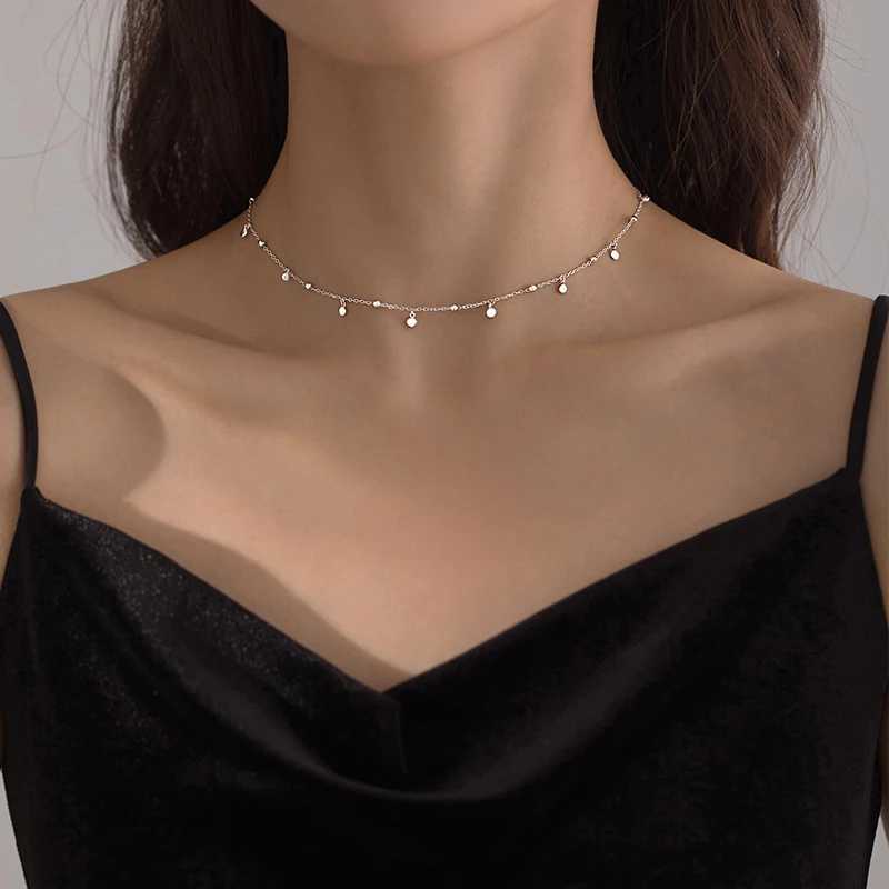 Necklace Real 925 sterling silver geometric irregular circular necklace Clavicle chain cute jewelry accessories W241230