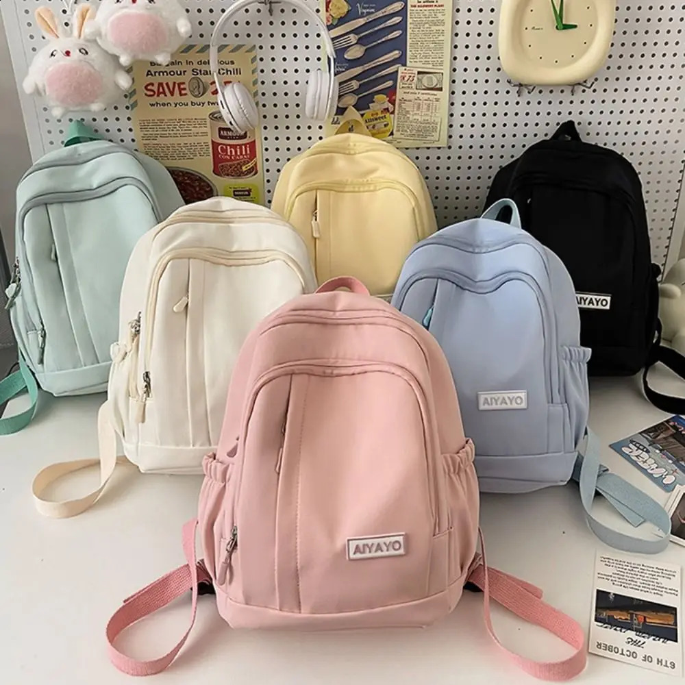 Large Handbag Waterproof Students School Bags Ins Multi Pockets High School Backpacks Nylon Cartoon Teenage Shoulder Bags Girl 241230