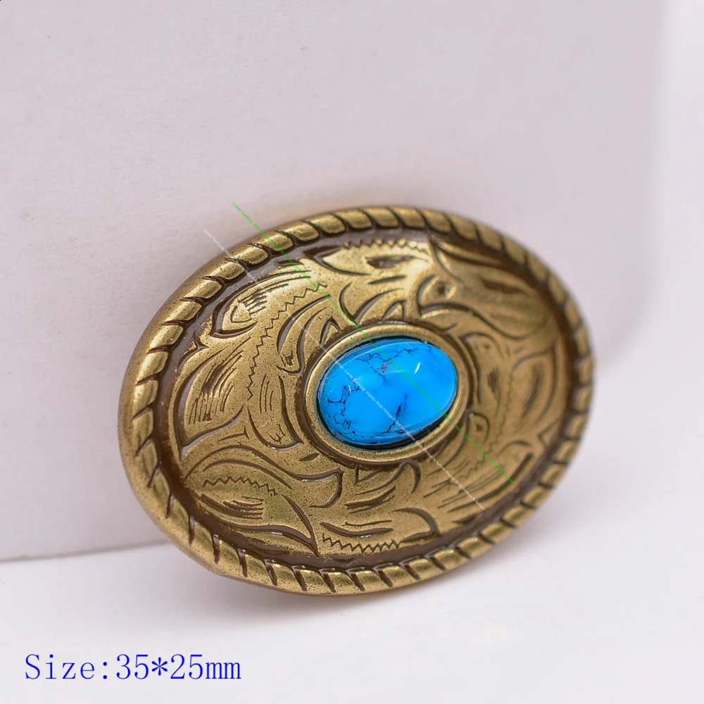 10pcs 35X25mm Antique Brass Turquoise Oval Western Horse Bridle Saddles Tacks Conchos For Leathercraft Wallet Chain Decor 241227