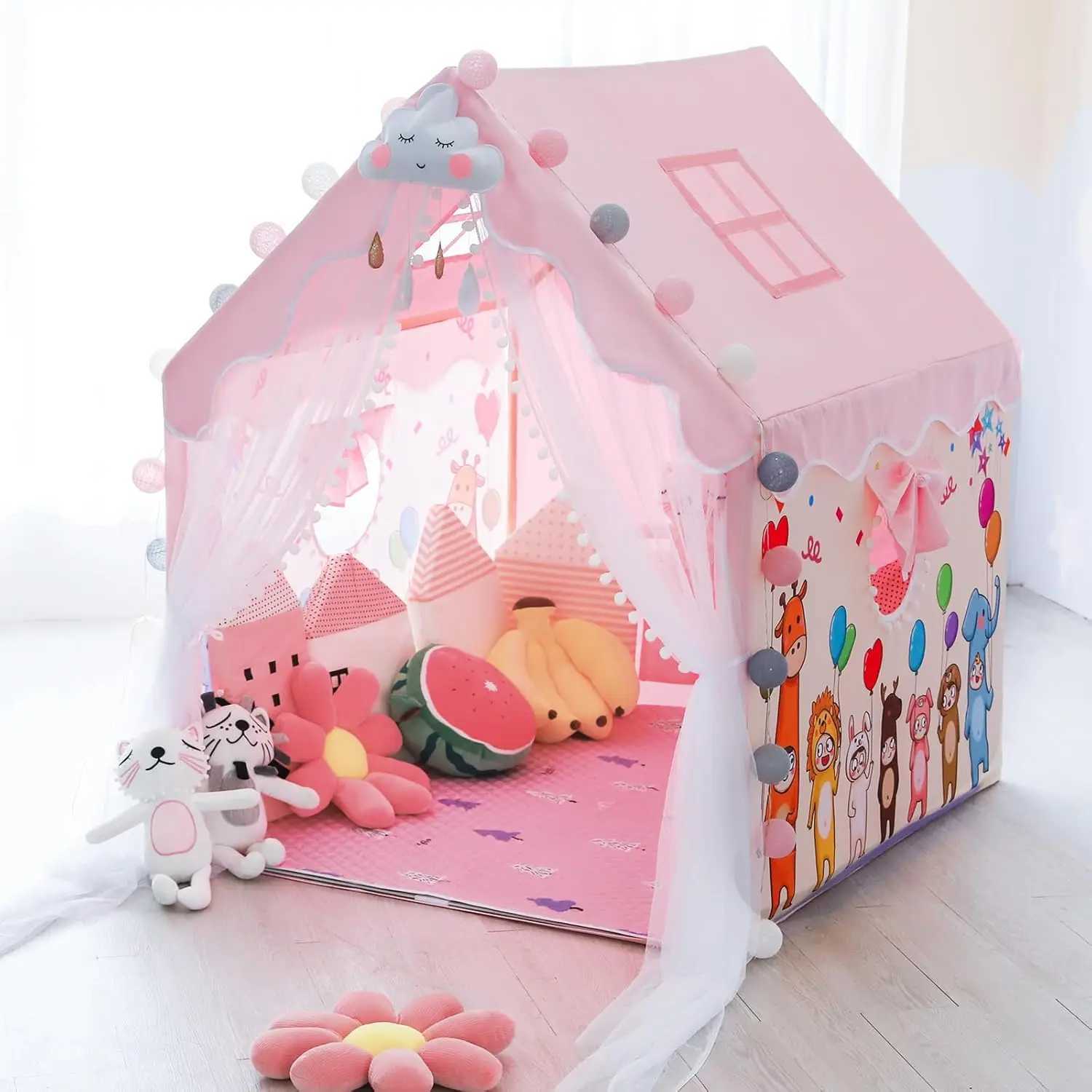 Childrens Tent Indoor Girl Game 1.35M Portable Camping Toy Castle Doll House Boys Small House Princess House Room Decoration W241230