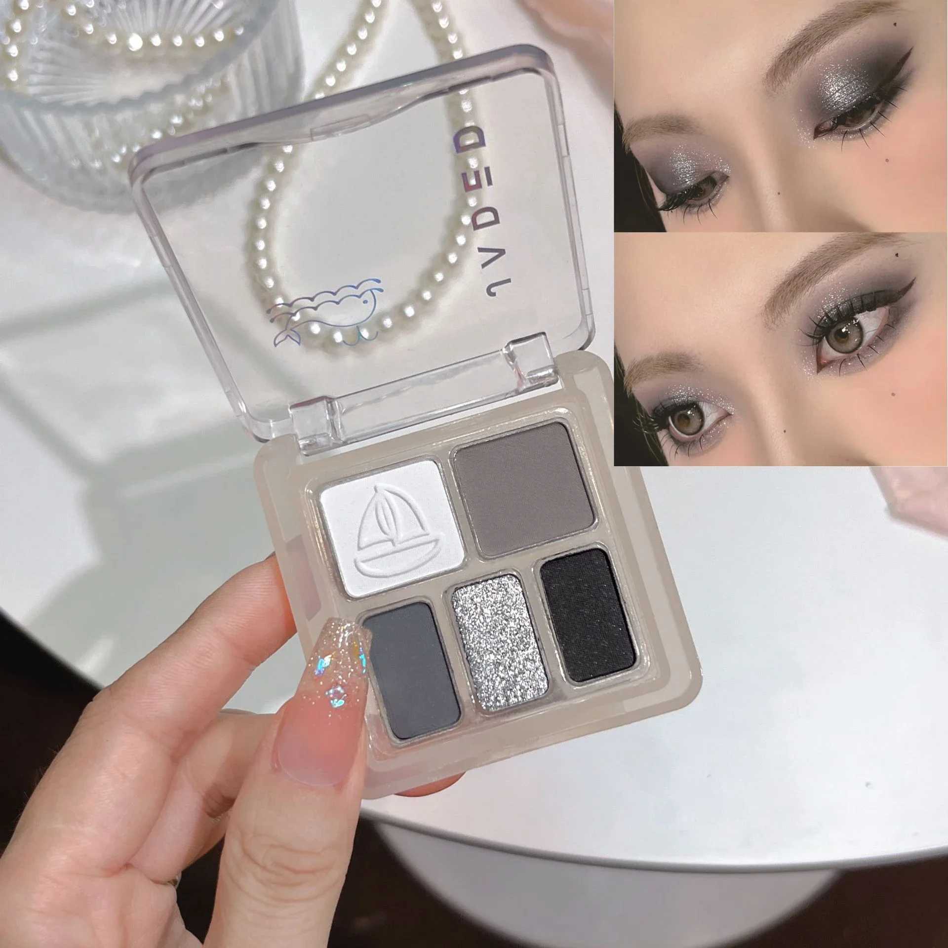 Mini 5-Color Eye Shadow Palette Low Saturation Matte Glitter Brown Earth Color ly Pigment Eyeshadow Lasting Eye MakeupXJ241230