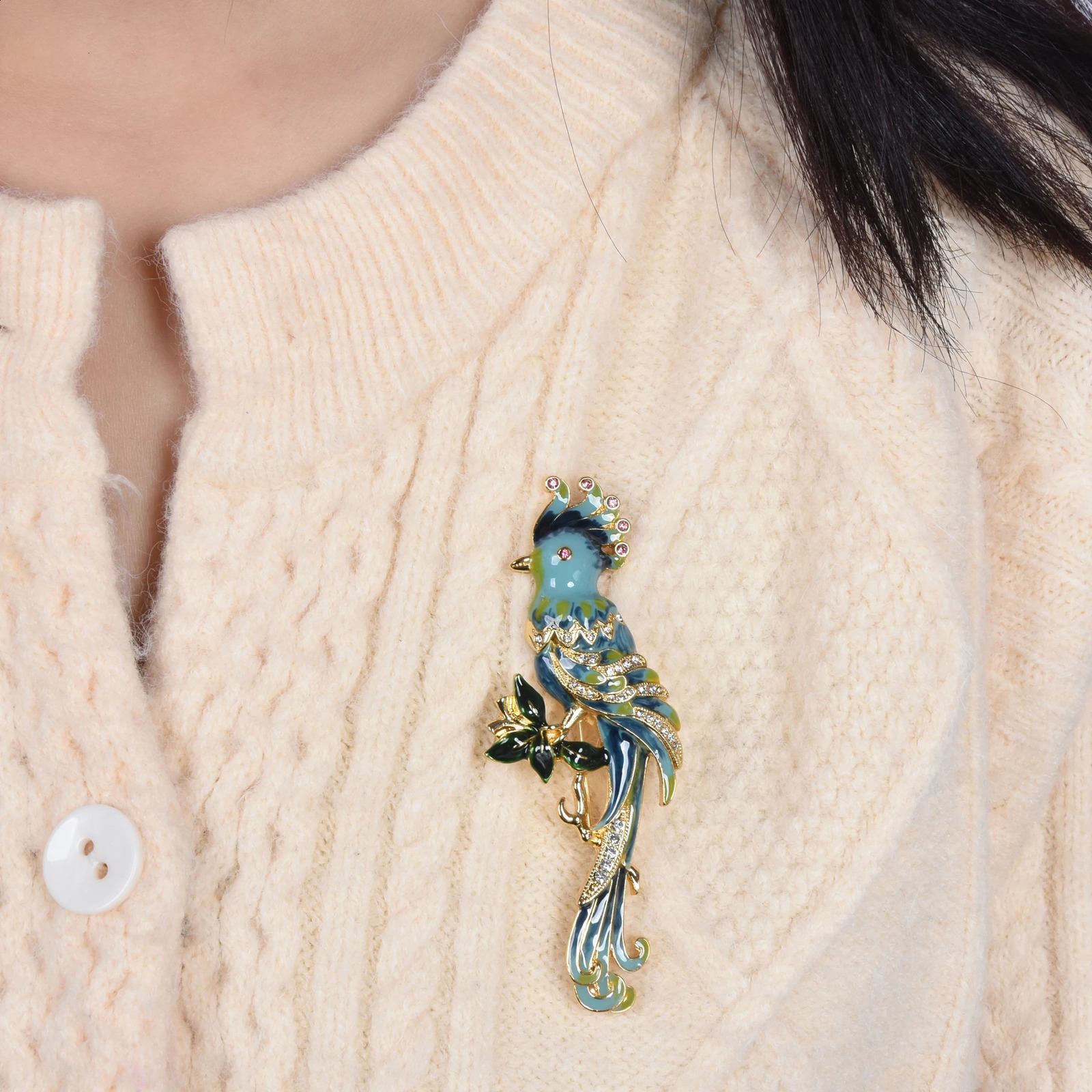 Strictly selected antique jewelry vintage enamel color antique bird light brooch Western replica antique brooch 241230