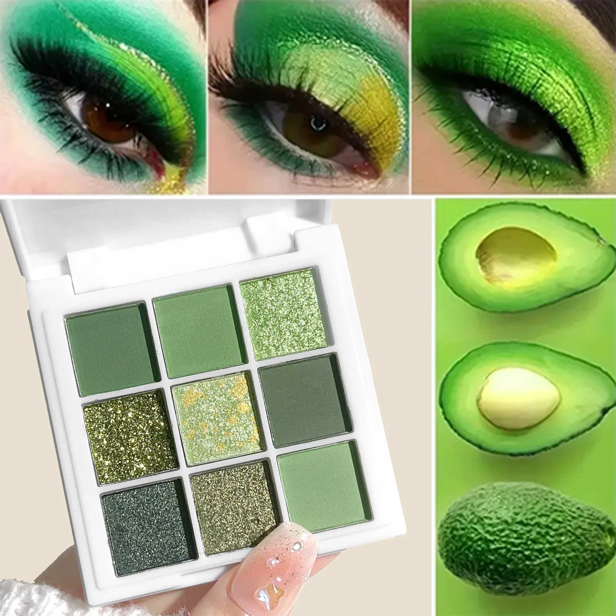 Green and Gold Tones Eyeshadow Palette Matte and Glitter effects High Color Sequin Eye Makeup Waterproof and Long EyeshadowXJ241230