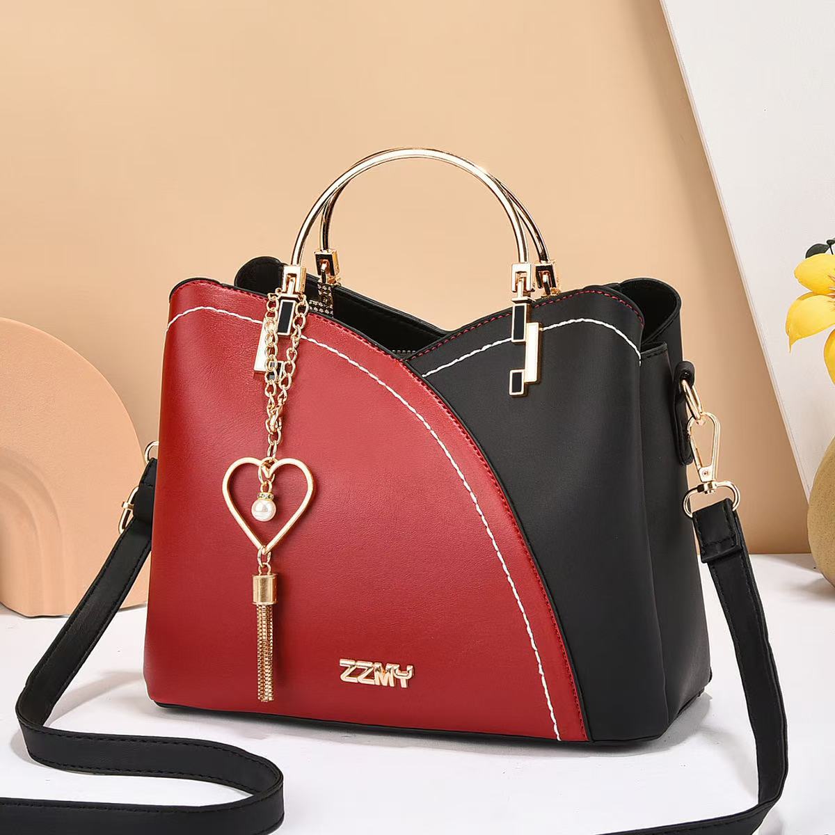 Women's Autumn Winter Litchi Pattern Crossbody Shoulder Bag with Adjustable Strap