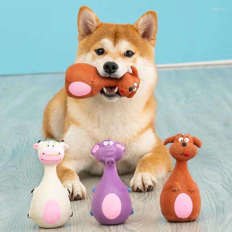 Update Latex Dog Toys Sound Squeaky Elephant/Cow Animal Chew Pet Rubber Vocal For Small Large Dogs Bite Resistant Interactive Toy
